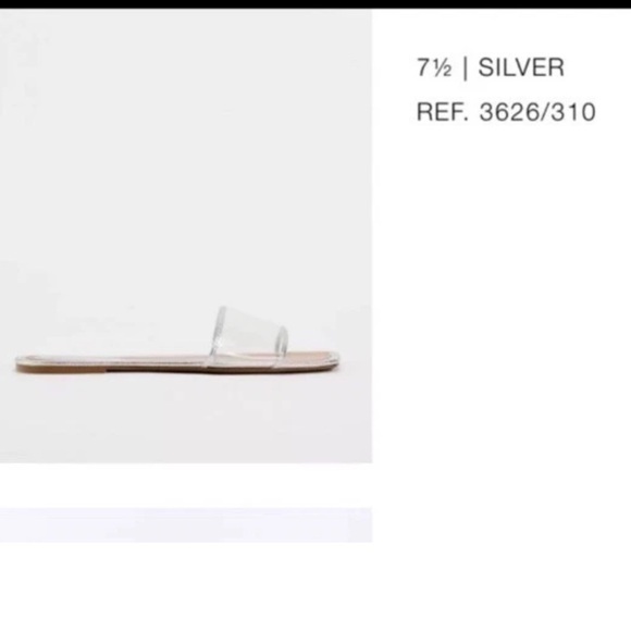 ZARA VINYL SLIDE SANDALS Silver Clear Strap Size US 7.5 EUR 38 Slip On 3626/310 - Picture 13 of 13